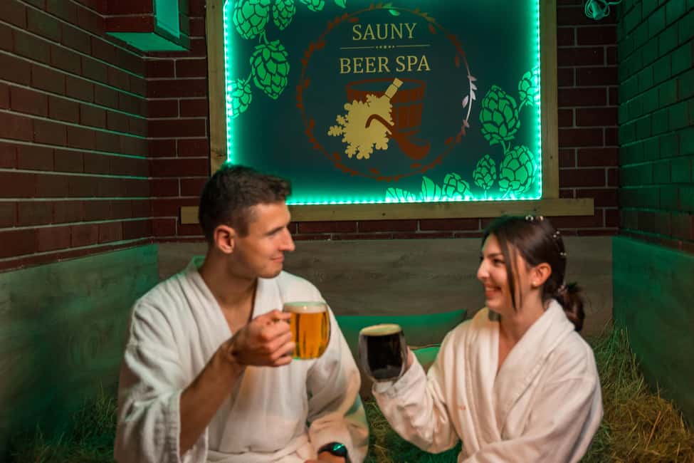 Prague: Beer Spa Experience with Unlimited Beer and Sauna - Entering your private room with sauna + jacuzzi setup