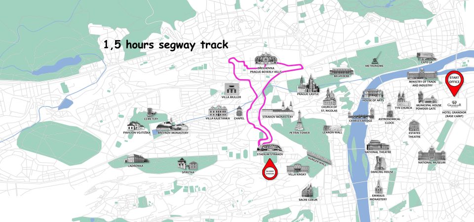 Prague: Shared Group/Private Segway Tour with Hotel Transfer - Strahov Stadium: the “wow” start with a real viewpoint payoff